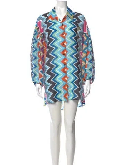 Pre-owned Missoni Printed Mini Dress In Blue