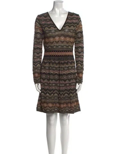 Pre-owned Missoni Printed Mini Dress In Brown