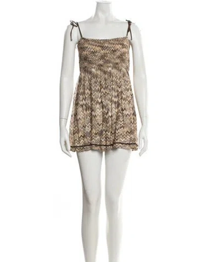 Pre-owned Missoni Printed Mini Dress In Brown