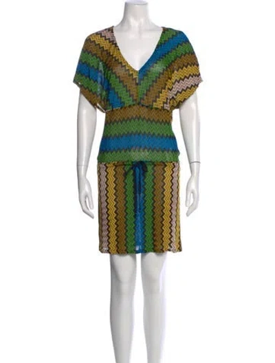 Pre-owned Missoni Printed Mini Dress In Green