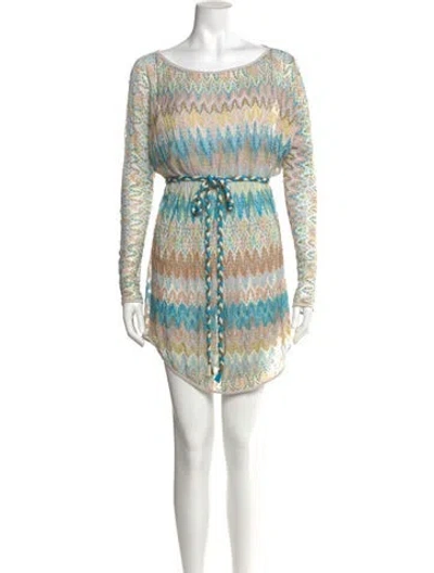Pre-owned Missoni Printed Mini Dress In Neutral