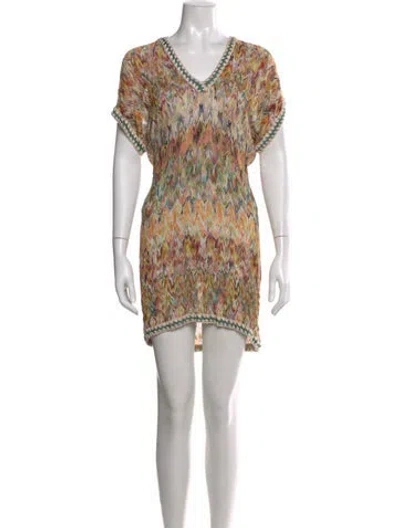 Pre-owned Missoni Printed Mini Dress In Neutral