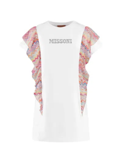 Missoni Kids' Printed Mini Dress In White
