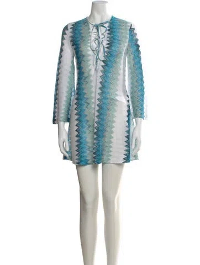 Pre-owned Missoni Printed Mini Dress In White