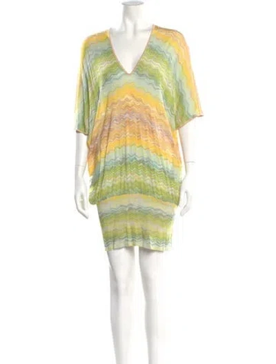 Pre-owned Missoni Printed Mini Dress In Yellow