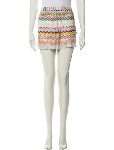 Pre-owned Missoni Printed Mini Shorts In White