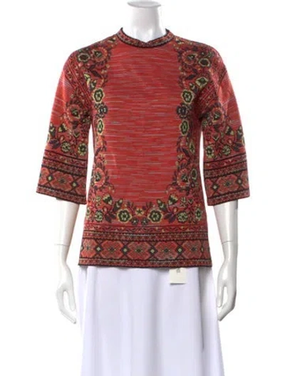 Pre-owned Missoni Printed Mock Neck Blouse In Red