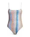 Missoni Shaded Chevron Plunge One-piece Swimsuit In Multi