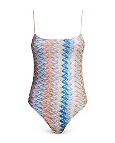 Missoni Crisscross Back V-neck High-cut Swimsuit In Multicolor