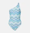 MISSONI PRINTED ONE-SHOULDER SWIMSUIT