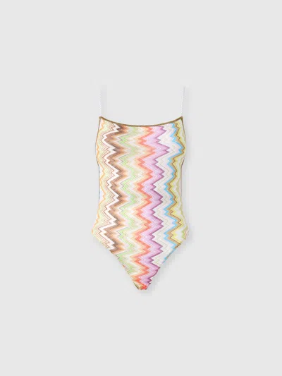 Missoni Printed One-piece Swimsuit With Open Back In Multi