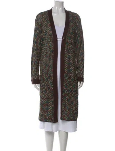 Pre-owned Missoni Printed Open Front Sweater In Brown