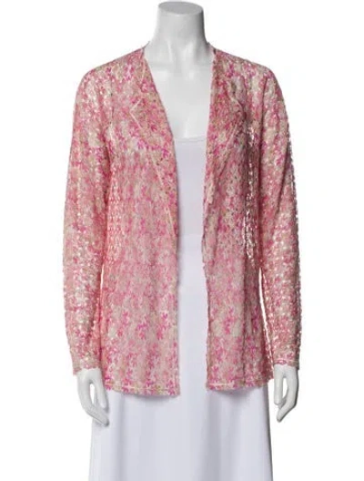 Pre-owned Missoni Printed Open Front Sweater In Pink
