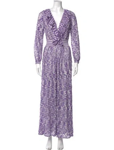 Pre-owned Missoni Printed Plunge Neckline Jumpsuit In Purple