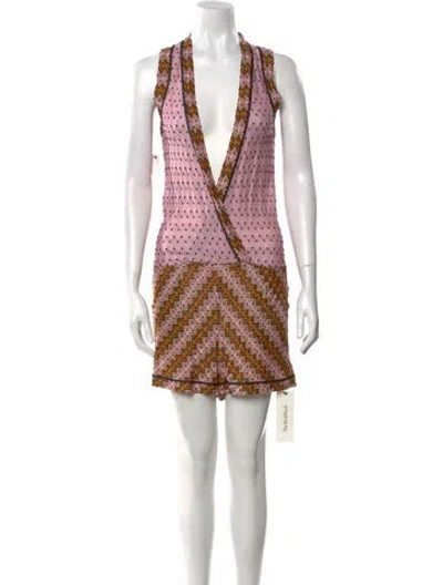 Pre-owned Missoni Printed Plunge Neckline Romper In Pink