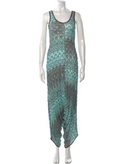 Pre-owned Missoni Printed Scoop Neck Jumpsuit In Blue