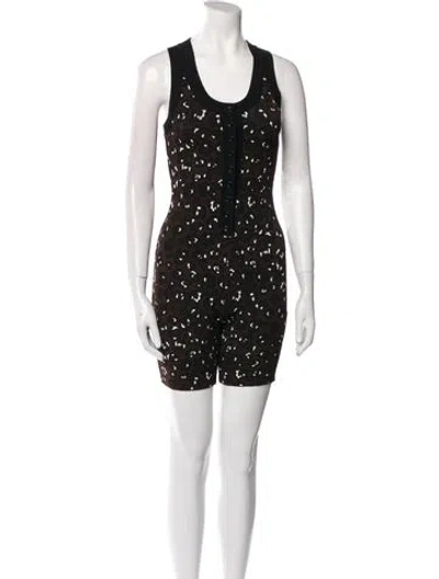Pre-owned Missoni Printed Scoop Neck Romper In Black