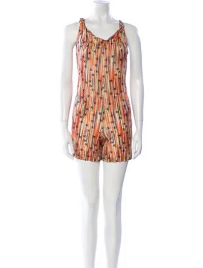 Pre-owned Missoni Printed Scoop Neck Romper In Neutral