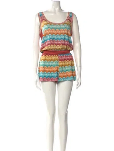 Pre-owned Missoni Printed Scoop Neck Romper In White
