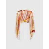 Missoni Printed Silk Crop Top With Wide Sleeves And Front Knot In Multicoloured