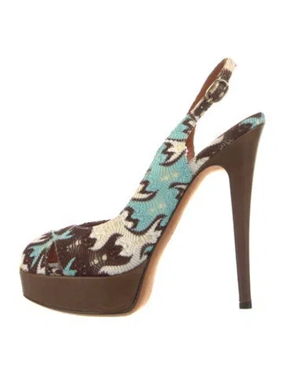 Pre-owned Missoni Printed Slingback Pumps In Pink