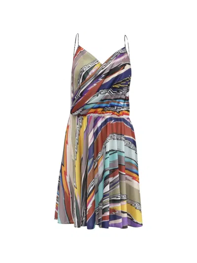 Pre-owned Missoni Printed Spaghetti-strap Dress In Blue