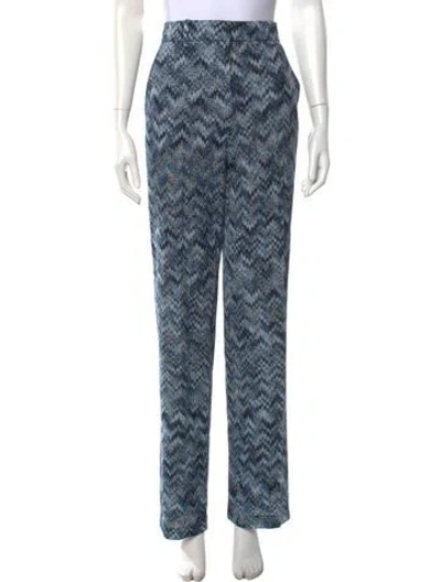 Pre-owned Missoni Printed Straight Leg Pants In Blue