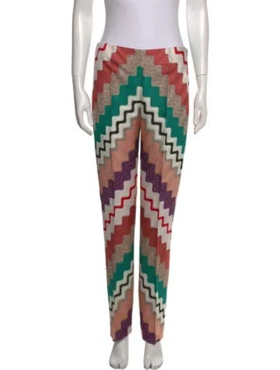 Pre-owned Missoni Printed Straight Leg Pants In Multi