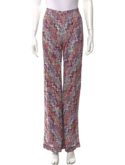 Pre-owned Missoni Printed Straight Leg Pants In Pink