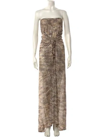 Pre-owned Missoni Printed Strapless Jumpsuit In Brown
