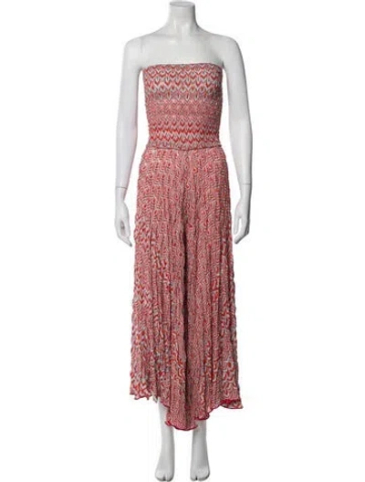 Pre-owned Missoni Printed Strapless Jumpsuit In Orange