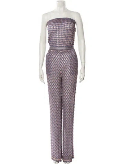 Pre-owned Missoni Printed Strapless Jumpsuit W/ Tags In Blue