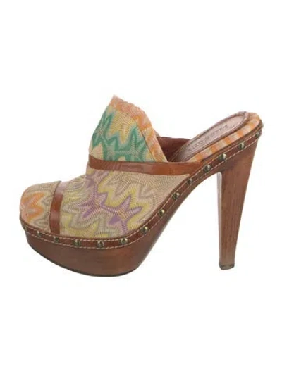 Pre-owned Missoni Printed Studded Accents Mules In Pink