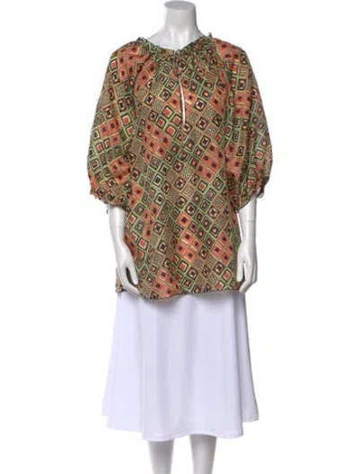 Pre-owned Missoni Printed Tie Neck Tunic In Multi