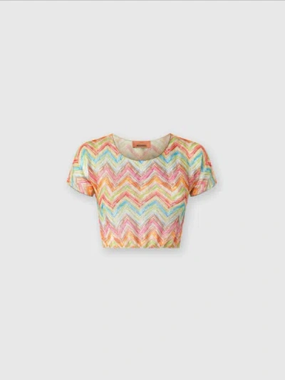 Missoni Printed Tulle Crop Top In Multicoloured
