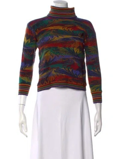 Pre-owned Missoni Printed Turtleneck Sweater In Purple