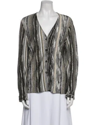 Pre-owned Missoni Printed V-neck Blouse In Blue