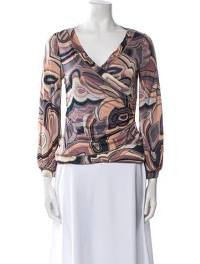 Pre-owned Missoni Printed V-neck Blouse In Multi