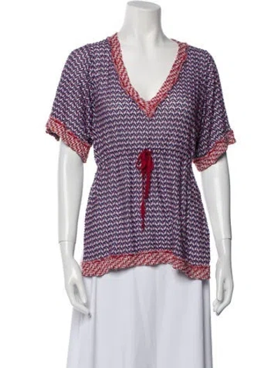 Pre-owned Missoni Printed V-neck Blouse In White