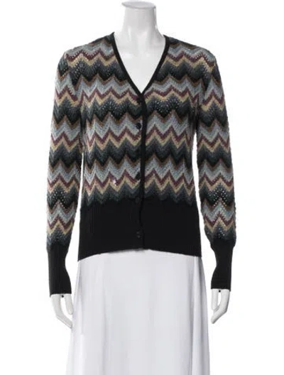 Pre-owned Missoni Printed V-neck Sweater In Black