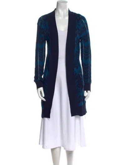 Pre-owned Missoni Printed V-neck Sweater In Blue