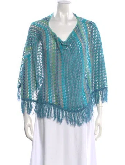 Pre-owned Missoni Printed V-neck Sweater In Blue