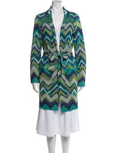 Pre-owned Missoni Printed V-neck Sweater In Blue