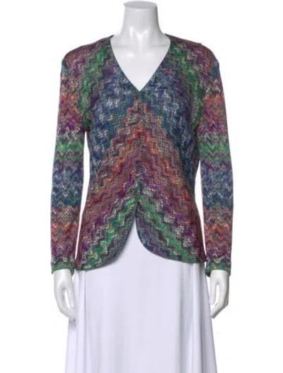 Pre-owned Missoni Printed V-neck Sweater In Multi