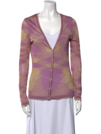 Pre-owned Missoni Printed V-neck Sweater In Purple