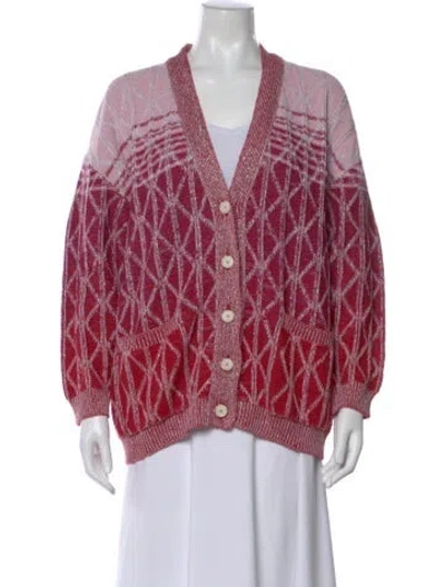 Pre-owned Missoni Printed V-neck Sweater W/ Tags In Pink