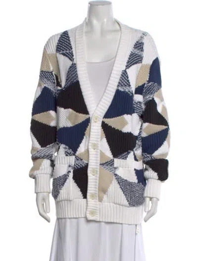 Pre-owned Missoni Printed V-neck Sweater In White
