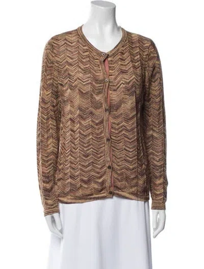 Pre-owned Missoni Printed V-neck Sweatshirt In Brown