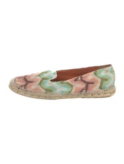 Pre-owned Missoni Printed Whipstitch Trim Espadrilles In Pink