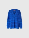 Missoni Pullover With V-neckline And Tone-on-tone Zigzag In Blue